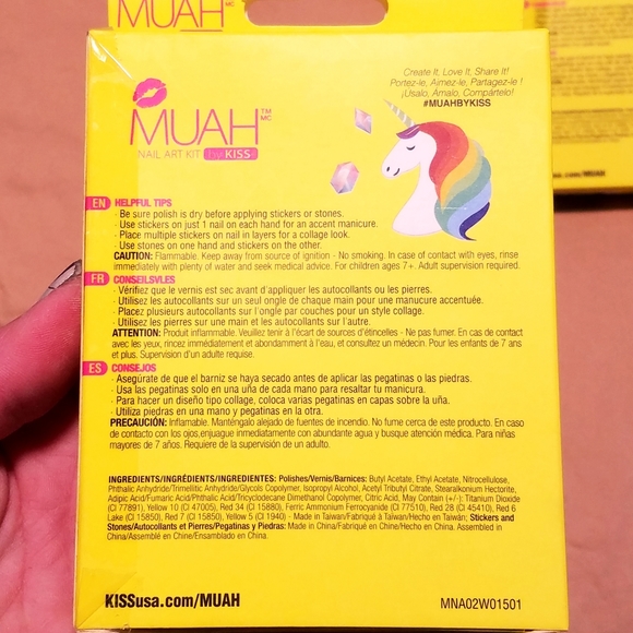 NWT MUAH What's Trending Nail Art Kit by Kiss 5-pc RAINBOW UNICORN Set! - Picture 8 of 16